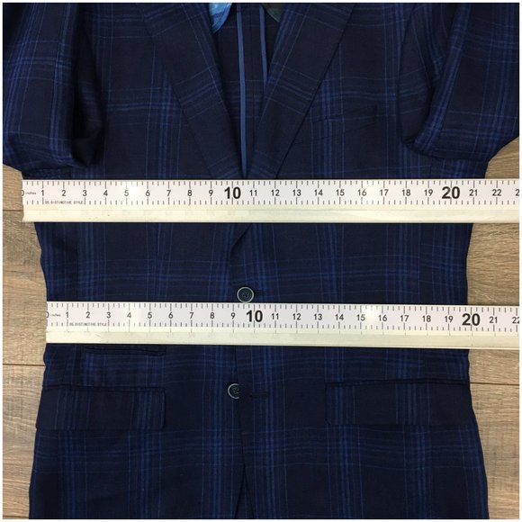 TALLIA Mens Blazer Sport Coat Two Button Casual‎ Jacket Size 38L Linen Blue Suit - Picture 11 of 13